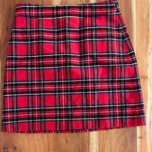 J. Crew Vibrant Red Plaid Wool Skirt